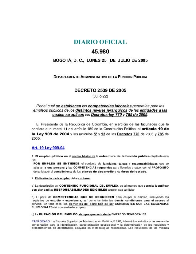 decreto 2539 de 2005